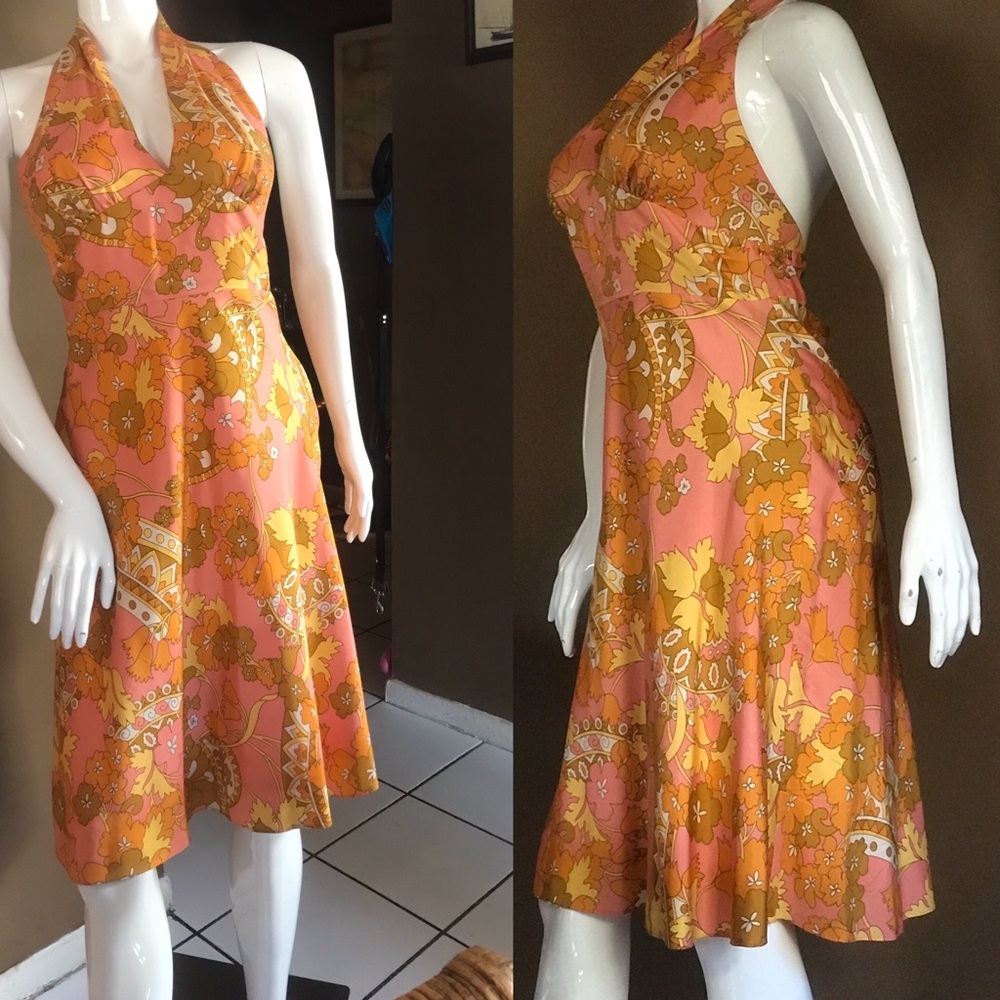 Laundry by Shelli Segal Silk Halter Sun Dress